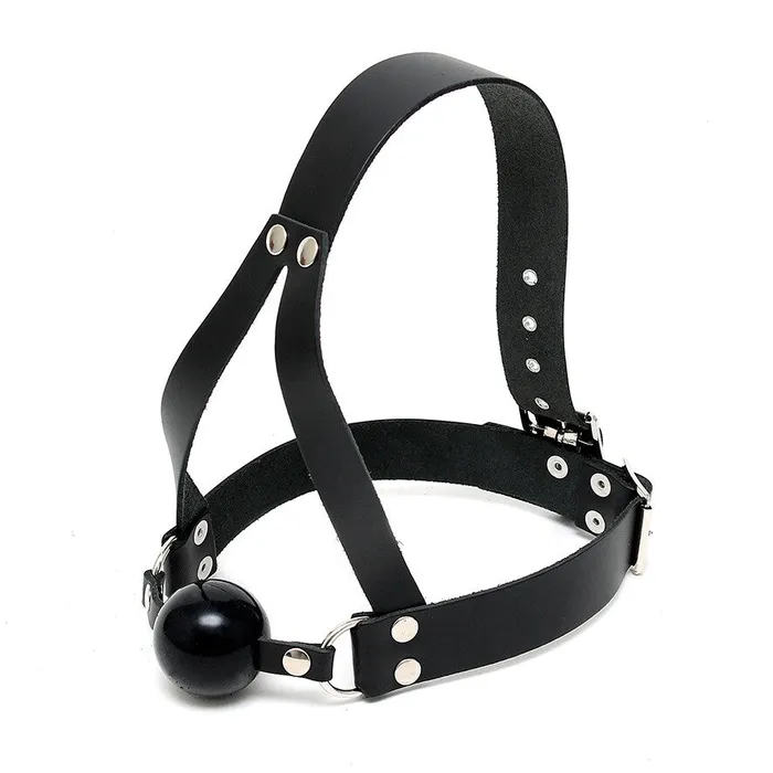 Leather Ball Gag And Head Harness Rimba Male Sex Toys