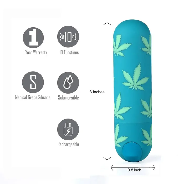 Maia Toys Female Sex Toys Jessi 420 10 Function Mini Rechargeable Vibrating Bullet in Emerald Maia Toys Female Sex Toys Jessi 420 10 Function Mini Rechargeable Vibrating Bullet in Emerald