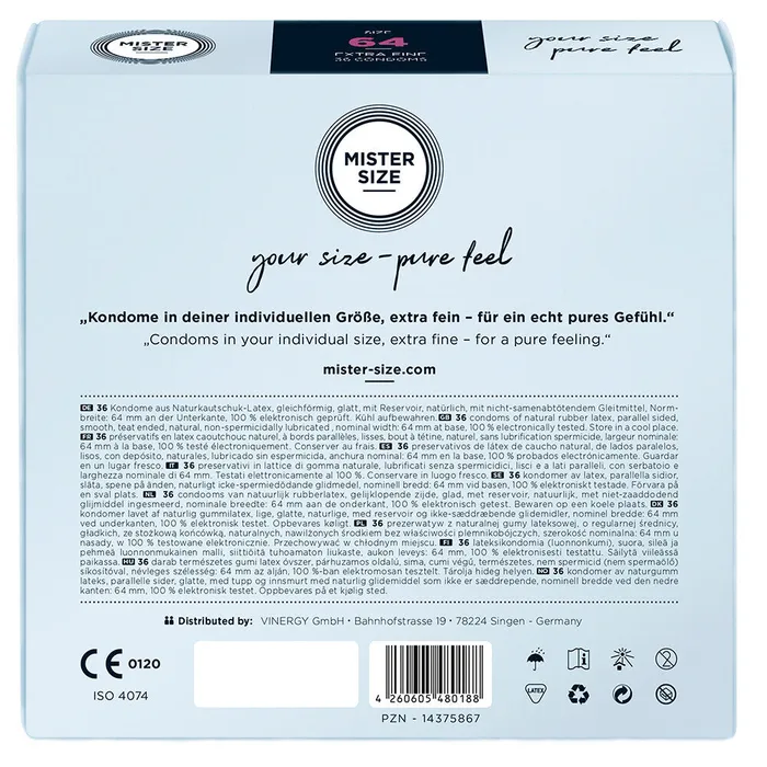 Male Sex Toys Mister Size Mister Size 64mm Your Size Pure Feel Condoms 36 Pack Male Sex Toys Mister Size Mister Size 64mm Your Size Pure Feel Condoms 36 Pack