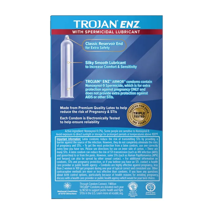 Vibrators Trojan Trojan ENZ Spermicidal Latex Condoms