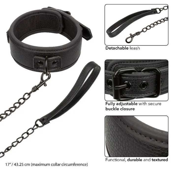 Anal CalExotics Nocturnal Collection Collar and Leash Black Anal CalExotics Nocturnal Collection Collar and Leash Black