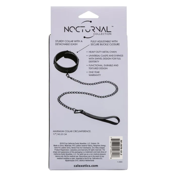Anal CalExotics Nocturnal Collection Collar and Leash Black Anal CalExotics Nocturnal Collection Collar and Leash Black