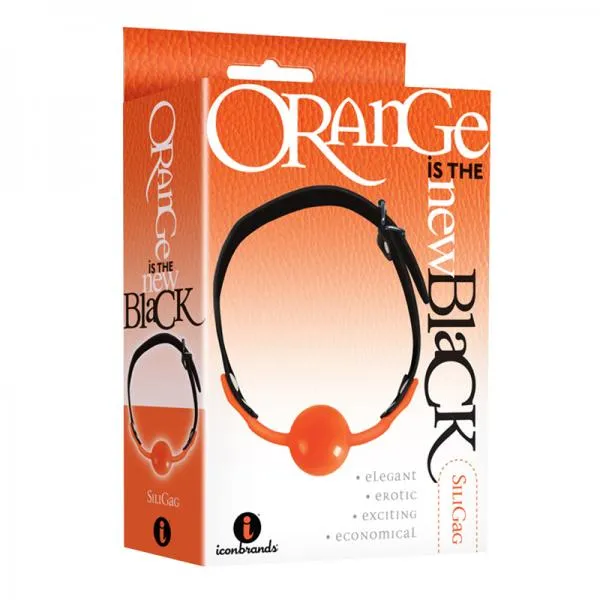 Anal Icon Brands Inc The 9s Orange Is The New Black Siligag Silicone Bag Gag Orange With Black Faux Leather Straps