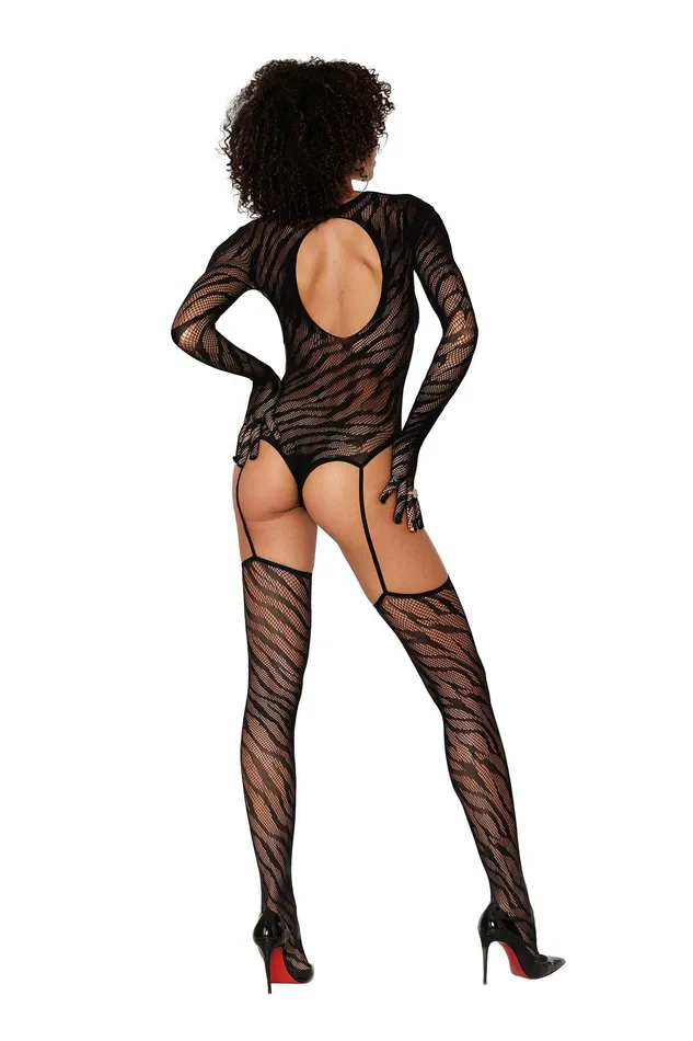 Bodystockings Playsuits Dreamgirl Teddy Bodystocking With Fingered Gloves One Size Black Bodystockings Playsuits Dreamgirl Teddy Bodystocking With Fingered Gloves One Size Black