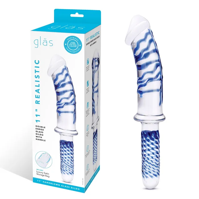 Dildos Glas 11 Inch Realistic Double Ended Glass Dildo With Handle Blueclear Dildos Glas 11 Inch Realistic Double Ended Glass Dildo With Handle Blueclear