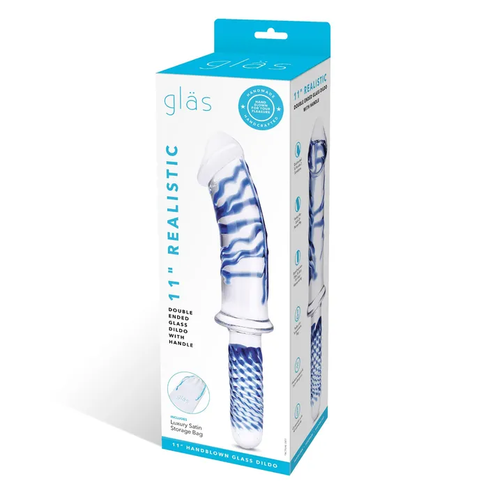 Dildos Glas 11 Inch Realistic Double Ended Glass Dildo With Handle Blueclear Dildos Glas 11 Inch Realistic Double Ended Glass Dildo With Handle Blueclear