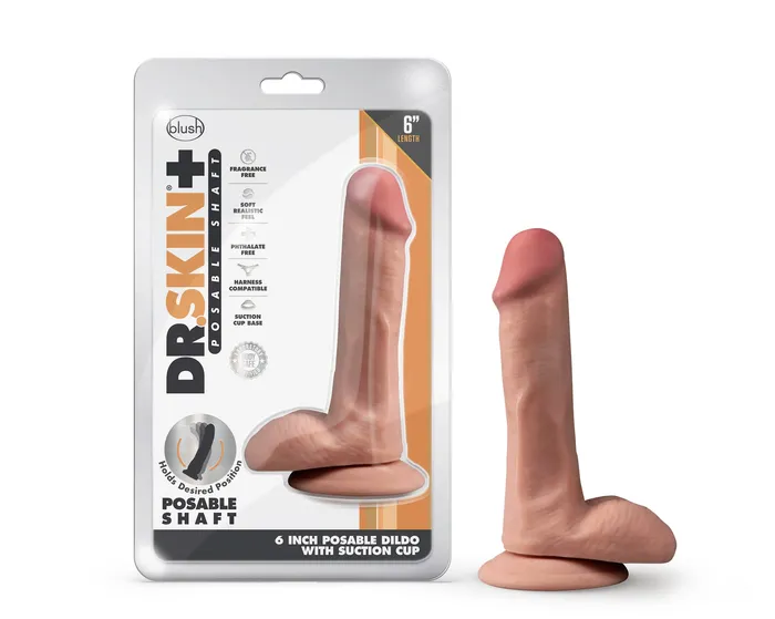 Dr Skin Plus 6 Inch Posable Dildo With Balls Mocha Blush Novelties Dildos Dr Skin Plus 6 Inch Posable Dildo With Balls Mocha Blush Novelties Dildos