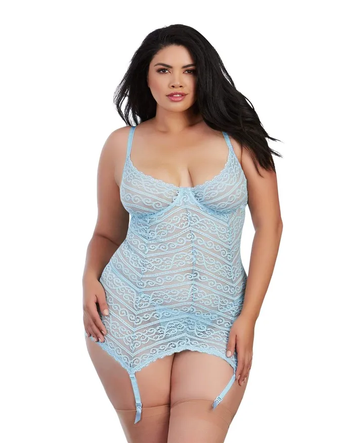 Dreamgirl Vibrators Garterslip GString 1x Light Blue