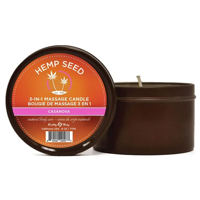 Earthly Body Female Sex Toys 3in1 Massage Candle Casanova With Hemp 6oz