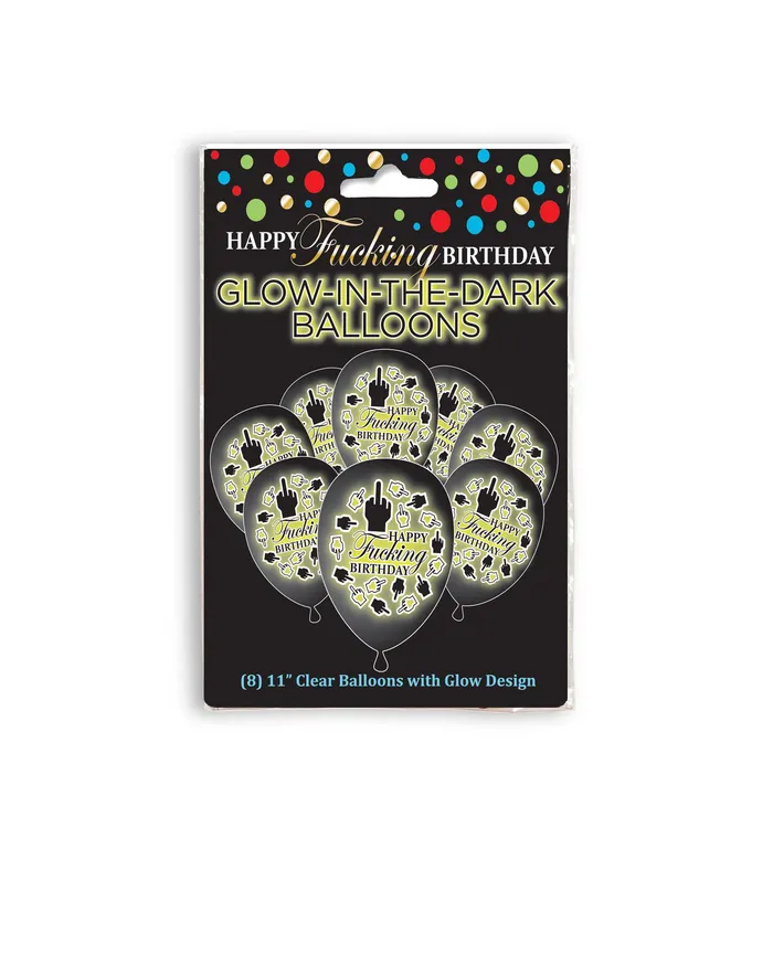 Happy Fucking Birthday Glow Balloons Little Genie Vibrators