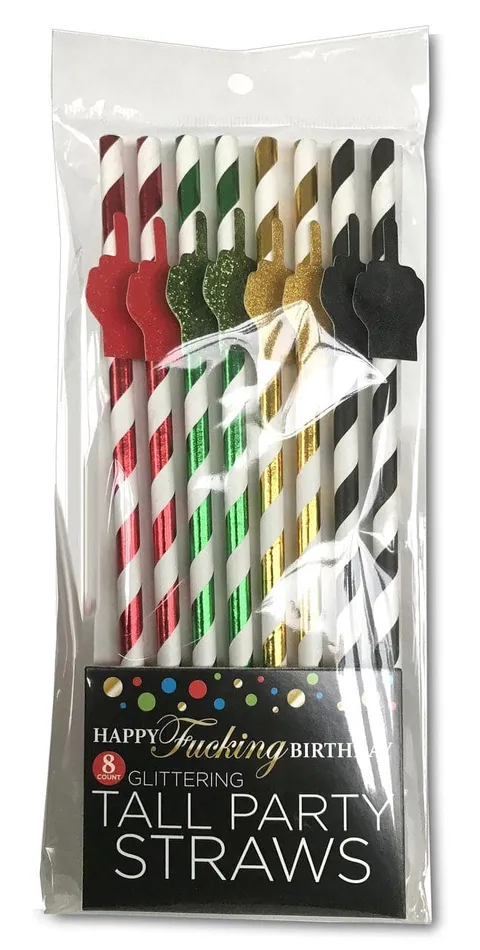 Little Genie Vibrators Happy Fucking Birthday Tall Party Straws