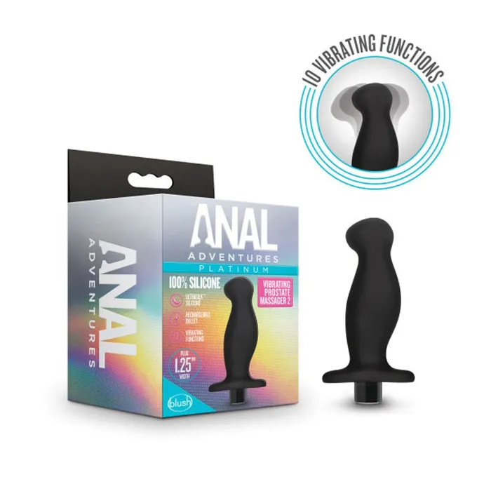 Male Sex Toys Blush Novelties Anal Adventures Platinum Silicone Vibrating Prostate Massager 02Black Male Sex Toys Blush Novelties Anal Adventures Platinum Silicone Vibrating Prostate Massager 02Black