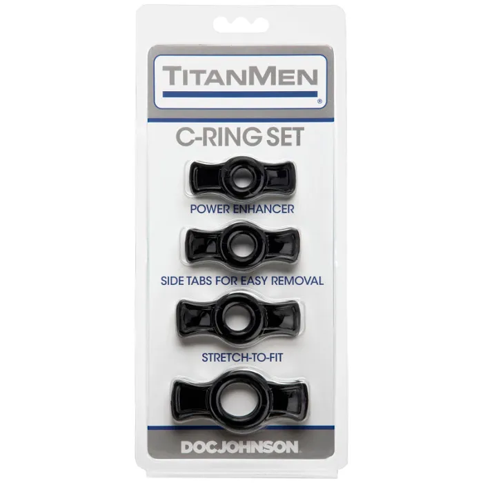 Cock Ring Set Black TitanMen Male Sex Toys