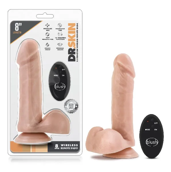 Dr Skin 8in 10 Function Wireless Remote Dildo Beige Blush Female Sex Toys Dr Skin 8in 10 Function Wireless Remote Dildo Beige Blush Female Sex Toys