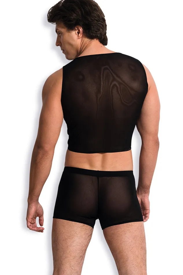 Eccentric Playroom Essentials Anal 2pcsmens sexy black sheer mesh Tshirt tank boxer erotic Eccentric Playroom Essentials Anal 2pcsmens sexy black sheer mesh Tshirt tank boxer erotic
