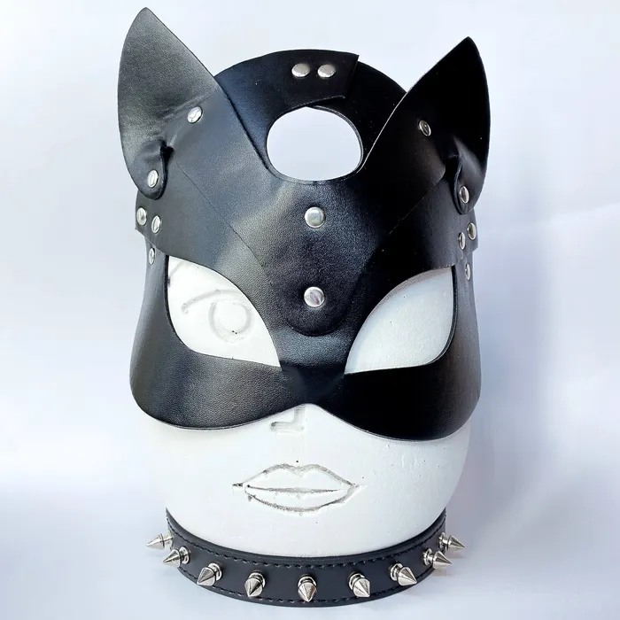 Leather Bondage Mask and Collar Set Eccentric Playroom Essentials Restraints