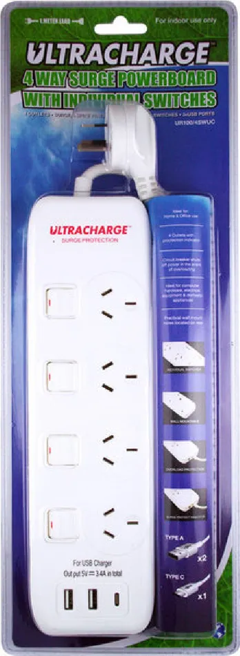 Male Sex Toys 4 Way Surge Powerboard With Individual Switches Power Dc