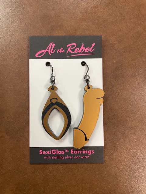 Male Sex Toys Al the Rebel Penis Vulva Acrylic Earrings