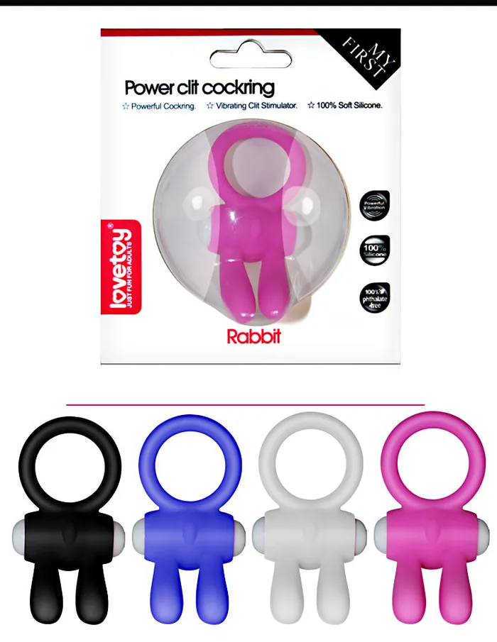 Power Clit Cockring Rabbit BLK Lovetoy Vibrators Power Clit Cockring Rabbit BLK Lovetoy Vibrators