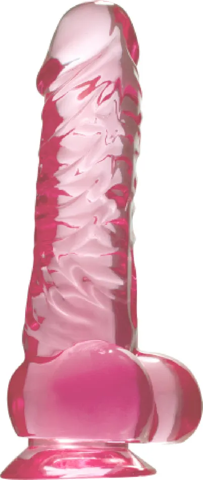 Quartz 7 Ballsy Dong Rosy Pink Dildo Sex Adult Pleasure Orgasm Nanma Dildos