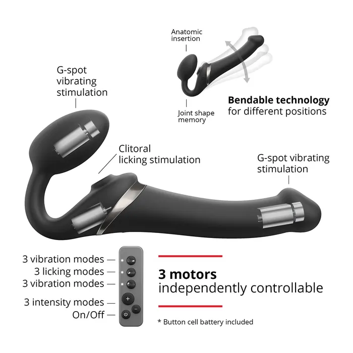 StrapOnMe MultiOrgasm Large Bendable StrapOn Black StrapOnMe Female Sex Toys