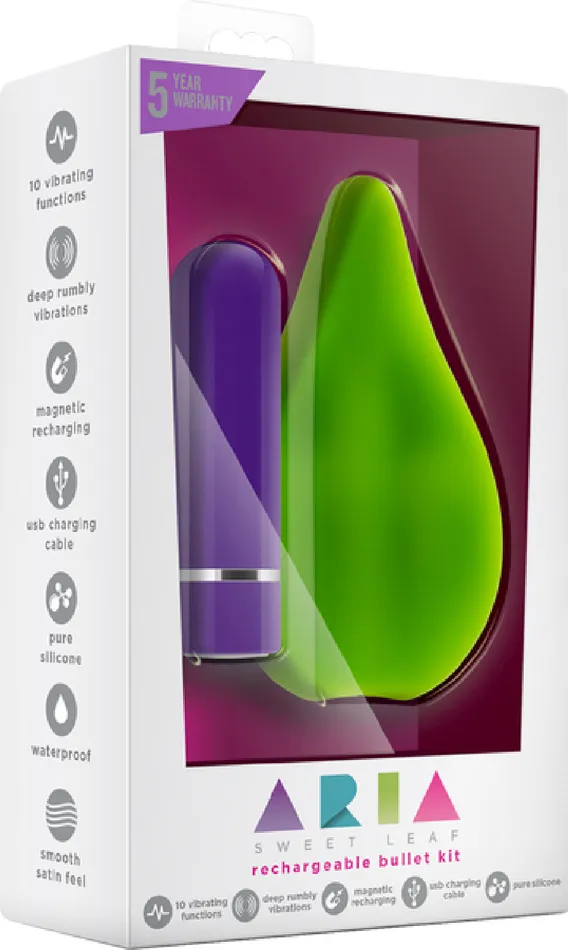 Vibrators Sweet Leaf Rechargeable Bullet Kit Multi Vibrator Sex Toy Adult Pleasure Green Blush Novelties