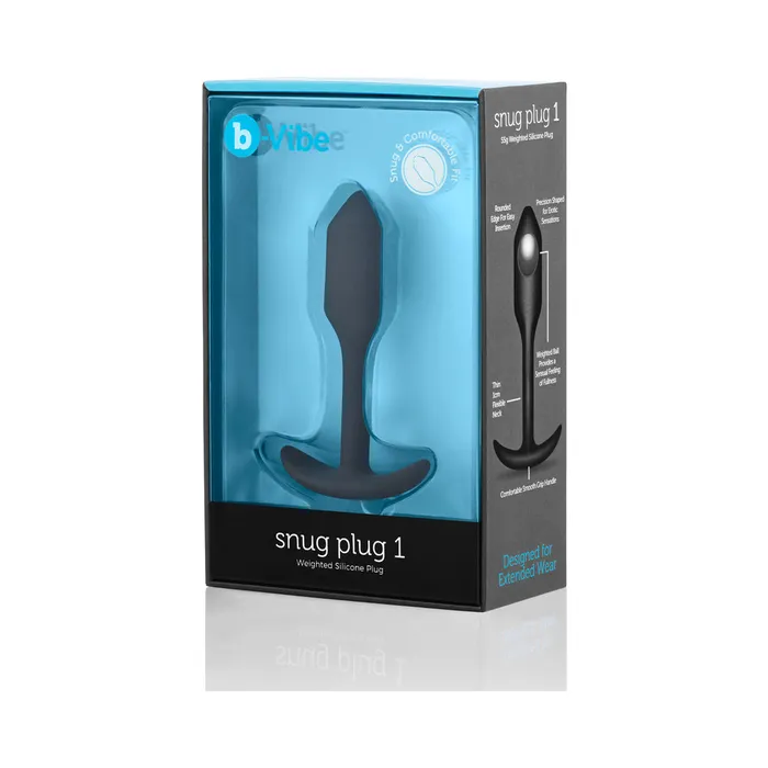 bVibe Snug Plug 1 Weighted Silicone Anal Plug Black bVibe Anal