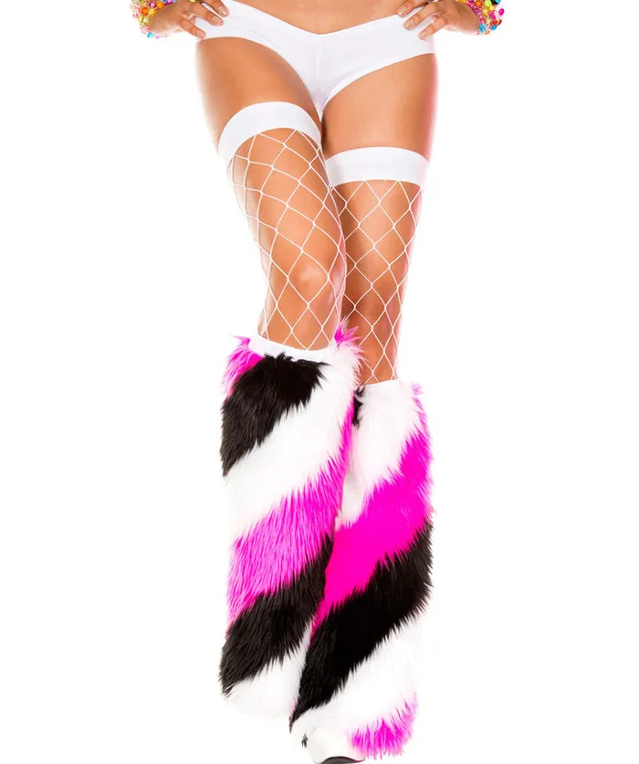 Male Sex Toys MUSIC LEGS Diagonal Stripe Faux Fur Leg Warmers