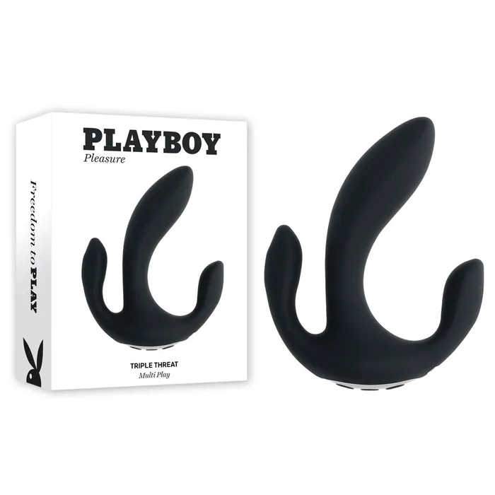 Playboy Pleasure TRIPLE THREAT USB Rechargeable Triple Probe Vibrator Playboy Pleasure Vibrators Playboy Pleasure TRIPLE THREAT USB Rechargeable Triple Probe Vibrator Playboy Pleasure Vibrators