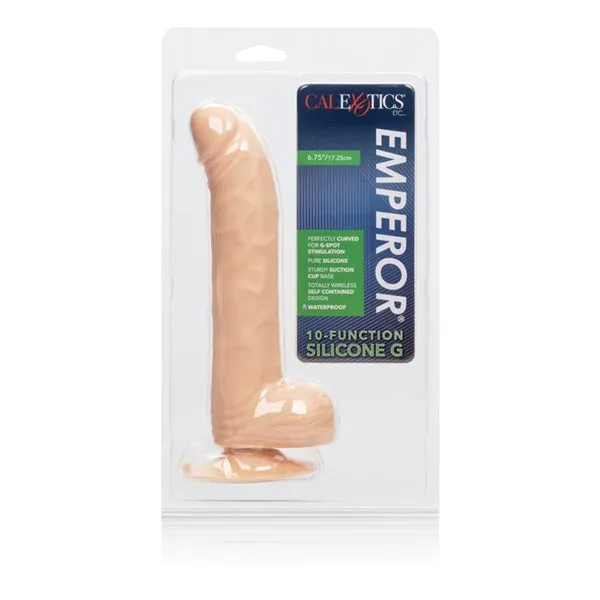 California Exotic Novelties Female Sex Toys Emperor 675 Beige Silicone G 10 Function Vibratig Dildo 