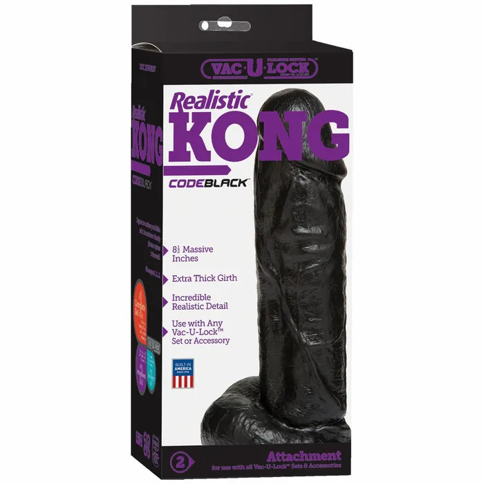 Doc Johnson Novelties Dildos Vac U Lock Code Black Realistic Kong