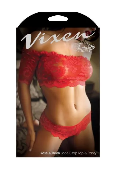 Fantasy Lingerie Female Sex Toys Rose Thorn Lace Crop Top Panty
