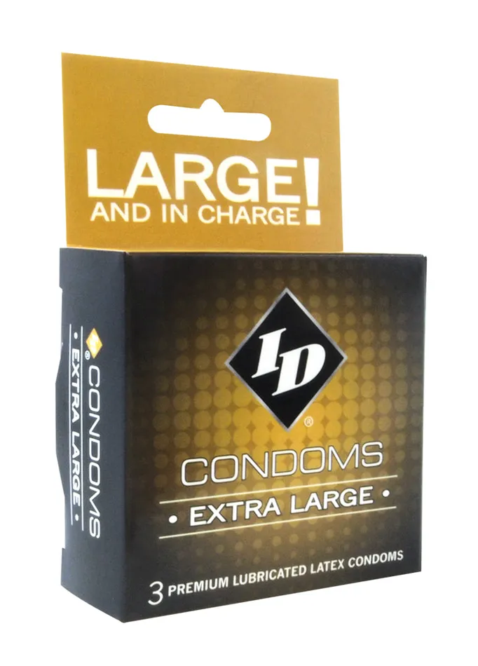 ID Lube Male Sex Toys Id Extra Large Condom 3pk