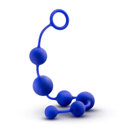 Male Sex Toys Blush Novelties Performance 16in Silicone Anal Beads Indigo