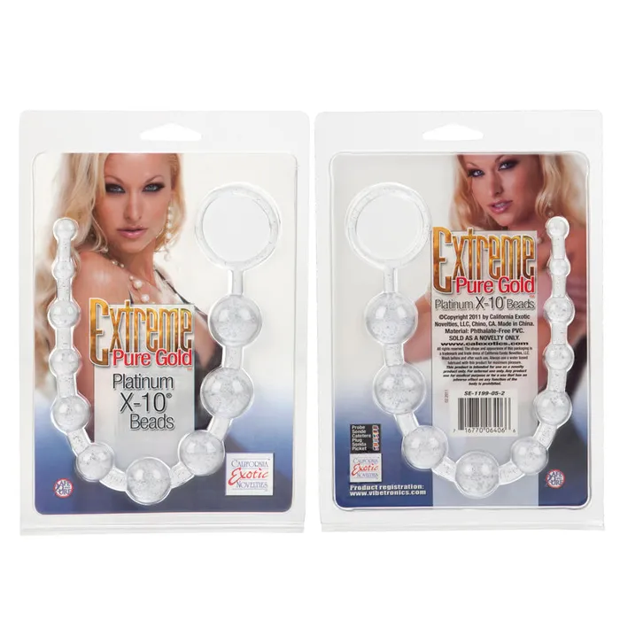 Male Sex Toys Extreme Pure Gold Beads X 10 Platinum California Exotic Novelties