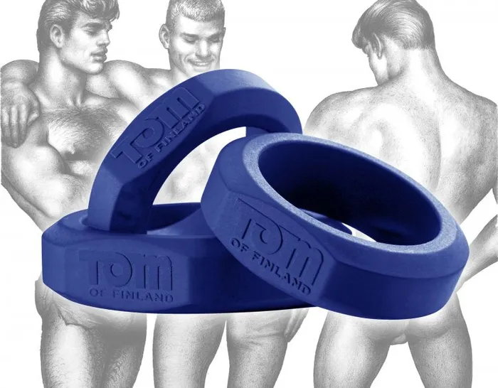 Male Sex Toys XR Brands Tom of Finland 3 Piece Cock Ring Set Silicone