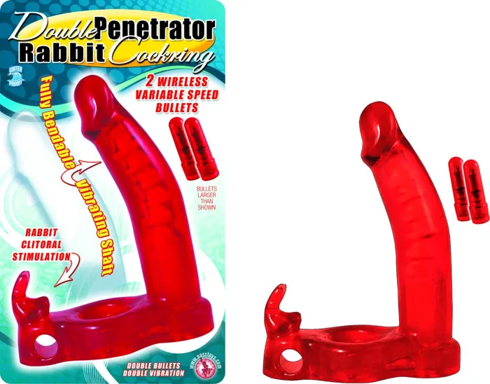 Nasstoys Vibrators Double Penetrator Rabbit Cockring Red
