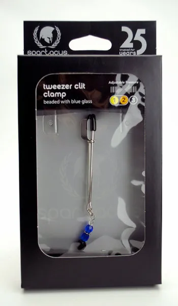 Tweezer Clit Clamp WBlue Beads Spartacus Male Sex Toys