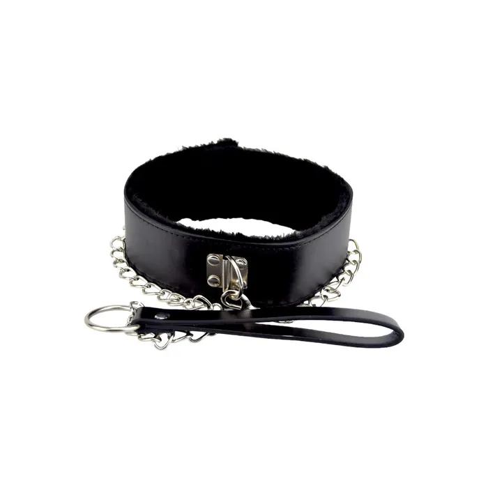 Anal Bound to Please Bound to Please Furry Collar with Leash Black