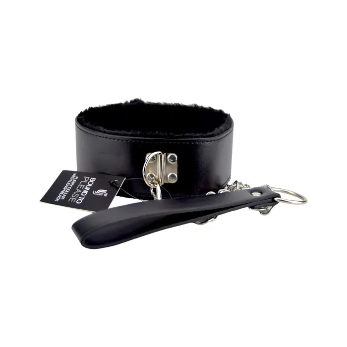 Anal Bound to Please Bound to Please Furry Collar with Leash Black Anal Bound to Please Bound to Please Furry Collar with Leash Black