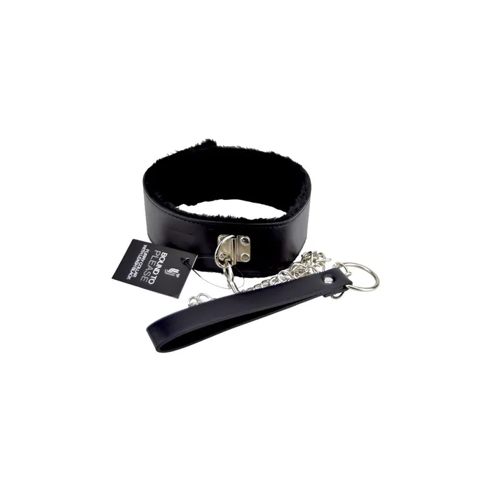 Anal Bound to Please Bound to Please Furry Collar with Leash Black Anal Bound to Please Bound to Please Furry Collar with Leash Black