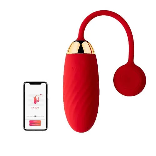 Couples Svakom Svakom Ella APP Controlled Silicone Vibrating Egg Red