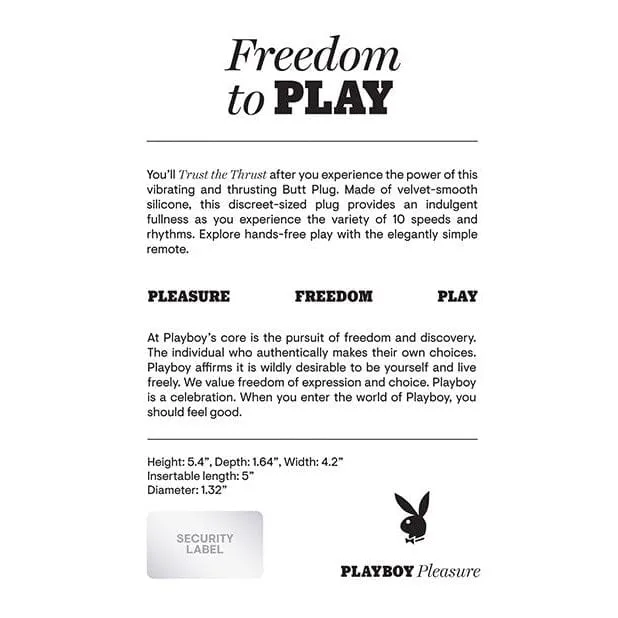 Evolved Anal Playboy Pleasure Trust The Thrust Butt Plug