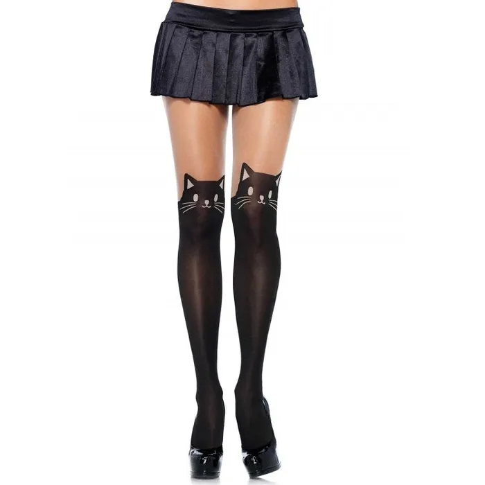 LEG AVENUE HOSIERY Vibrators PANTALONE OPACO LEG AVENUE CON DISEGNO GATTO
