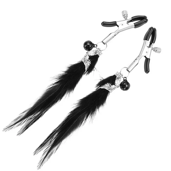 Bohemian Feather and Bell Nipple Clamps Dark Amour Vibrators