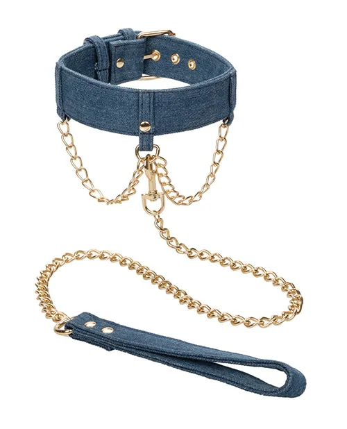 CalExotics Vibrators Ride em Premium Denim Collection Collar Wleash