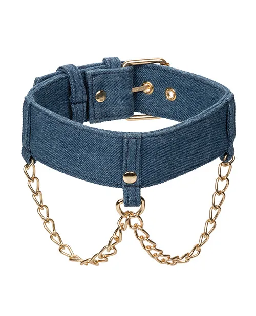 CalExotics Vibrators Ride em Premium Denim Collection Collar Wleash