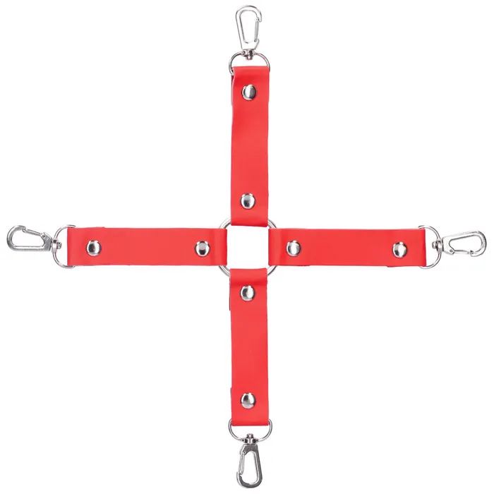 Couples Dark Amour Hog Tie Restraint With Faux Fur Cuffs