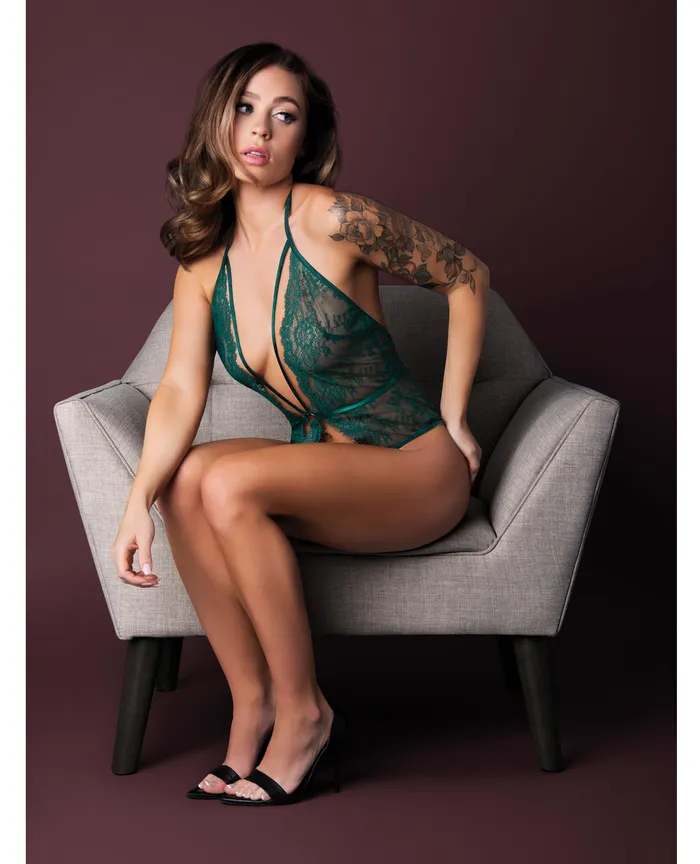Couples Magic Silk Evermore Lace Plunge Teddy Emerald Couples Magic Silk Evermore Lace Plunge Teddy Emerald