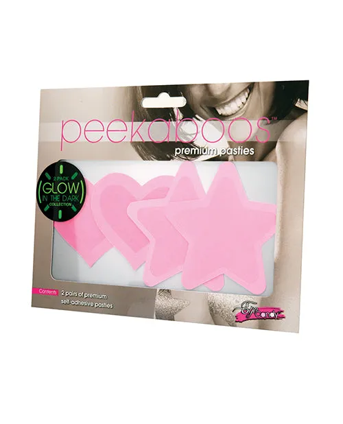 Peekaboos Glow In The Dark Hearts Stars 2 Pairs XGen Dildos